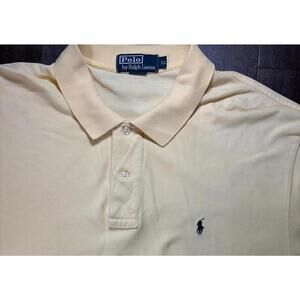 Polo Ralph Lauren Polo Shirt Yellow Pony Logo Short Sleeve Mens XL Cotton